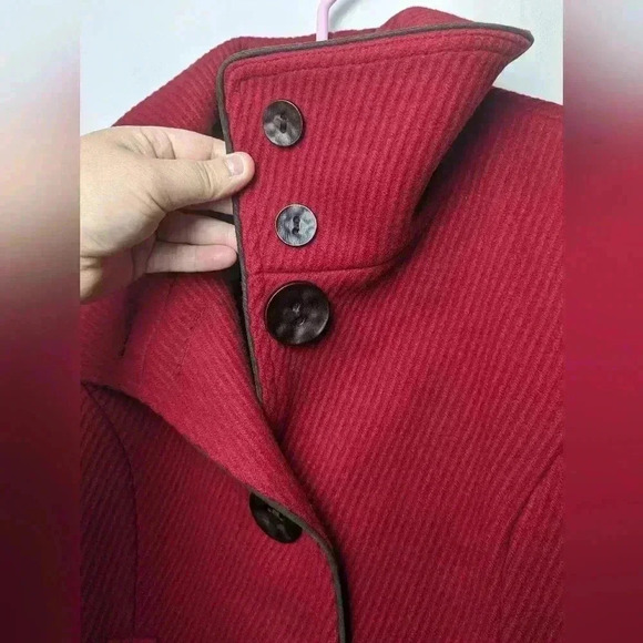 SOÏA & KYO women Pea  Coat red color size small Made in Canada Wool+Nylon - Picture 4 of 12